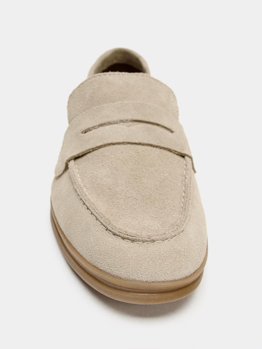 Real Suede Penny Loafers in Ice Color